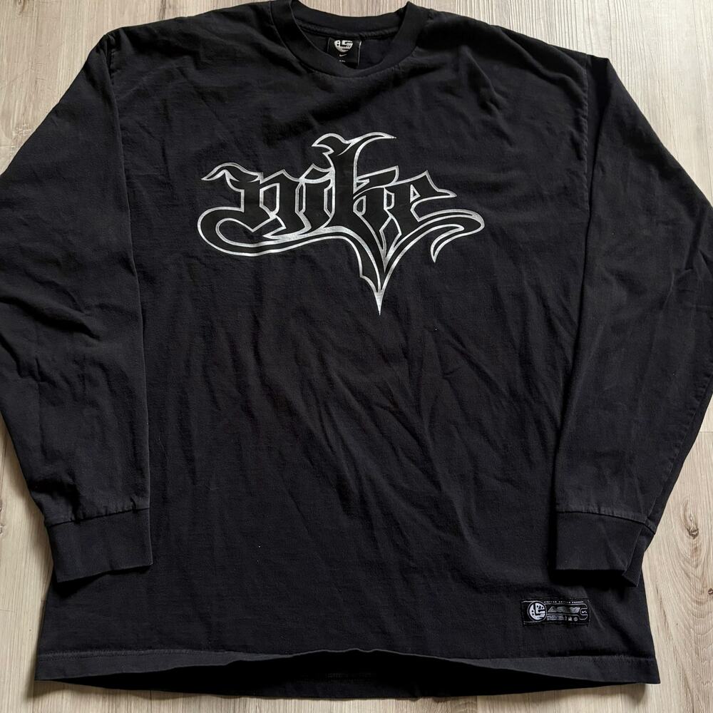 Limited Edition Y2K Nike Harder Street Wear Graffiti Black Long Sleeve Shirt XXL